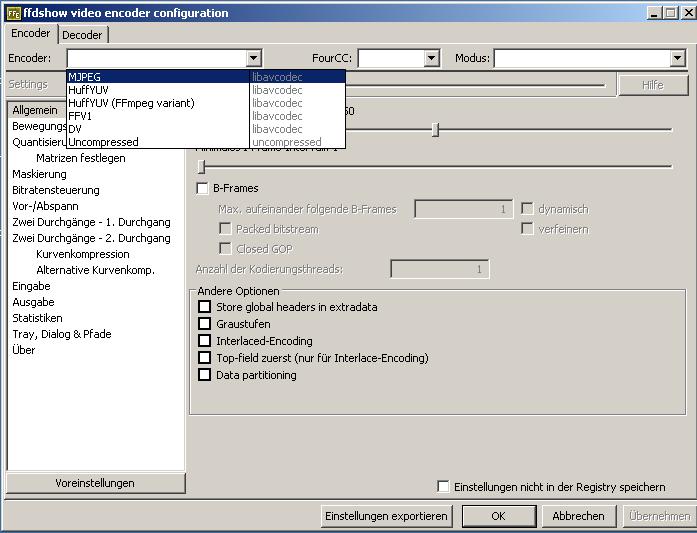 Alle ffdshow-Versionen ab Dezember letzten Jahres enthalten KEINEN H.264-Encoder mehr: